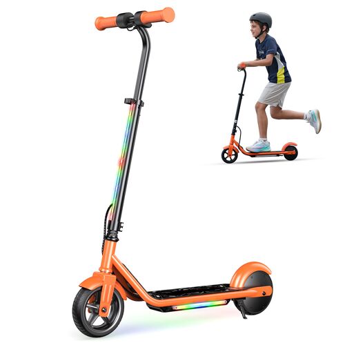 Trottinette Électrique Enfant K2 Pro, Moteur 150 W, Batterie 18 V 2,6 Ah, Vitesse Maximale 15 Km/H, Frein Électrique Et Frein À Pied, Chargement Magnétique, Écran Led - Orange