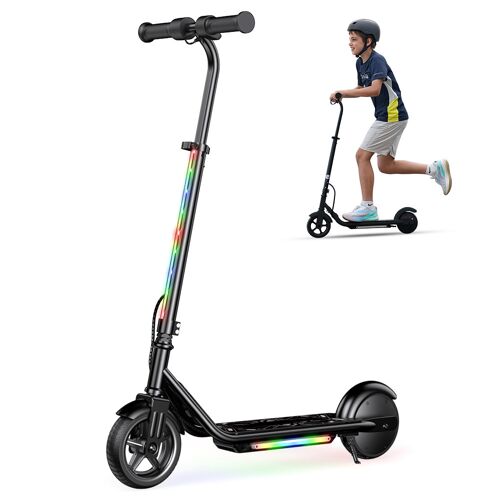 Trottinette Électrique Enfant K2 Pro, Moteur 150 W, Batterie 18 V 2,6 Ah, Vitesse Maximale 15 Km/H, Frein Électrique Et Frein À Pied, Chargement Magnétique, Écran Led - Noir