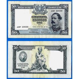 Portugal 50 Escudos 1953 Serie 7 Prefix Ahp Pereira De Mello Billet