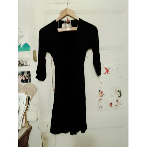 Robe Noire Col V 36 S Vintage Années 90 Zara.