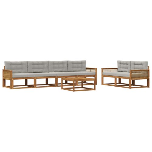 Vidaxl Ensemble De Canapés D'extérieur 7 Pcs Naturel Et Gris Clair