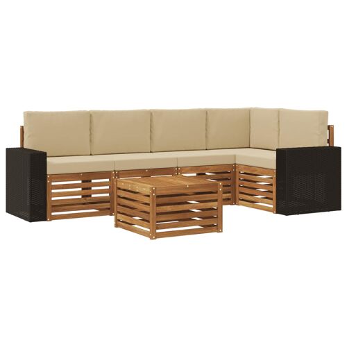 vidaXL Ensemble de canapé d'angle avec coussin 6 pcs Naturel et Beige