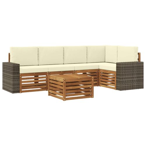 vidaXL Ensemble de canapé d'angle avec coussin 6 pcs Naturel et Crème