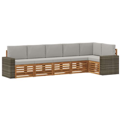 vidaXL Ensemble de canapé d'angle 6 pcs Naturel et gris clair