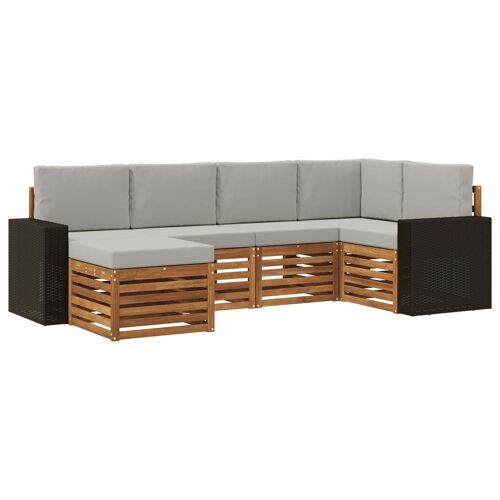 vidaXL Ensemble de canapé d'angle 6 pcs Naturel et gris clair