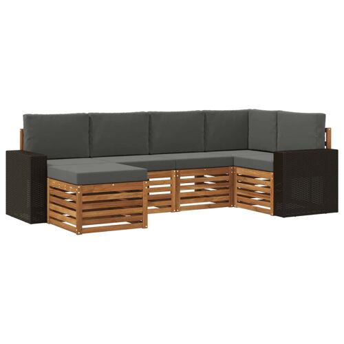 vidaXL Ensemble de canapé d'angle 6 pcs Naturel et Anthracite