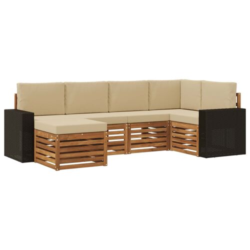 vidaXL Ensemble de canapé d'angle avec coussin 6 pcs Naturel et Beige