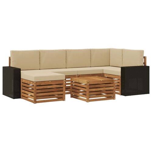 vidaXL Ensemble de canapé d'angle avec coussin 7 pcs Naturel et Beige