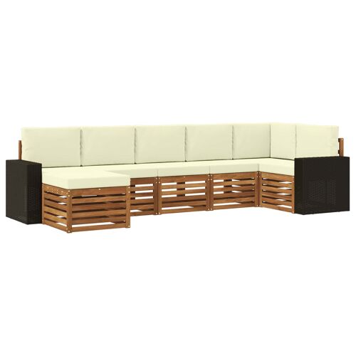 vidaXL Ensemble de canapé d'angle avec coussin 7 pcs Naturel et Crème