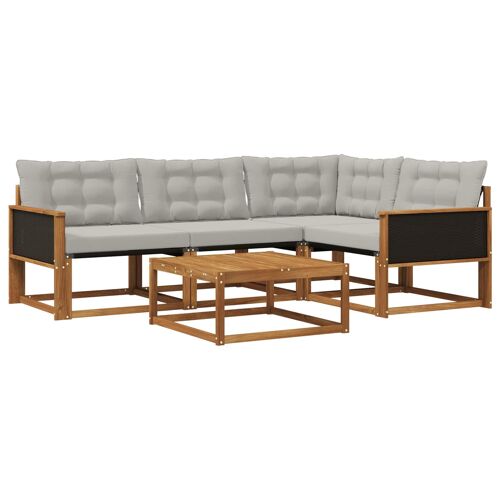 Vidaxl Ensemble De Canapés D'extérieur 5 Pcs Naturel Et Gris Clair