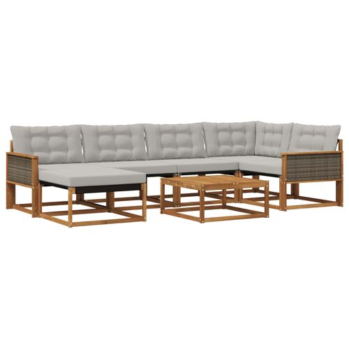 Vidaxl Ensemble De Canapés D'extérieur 7 Pcs Naturel Et Gris Clair