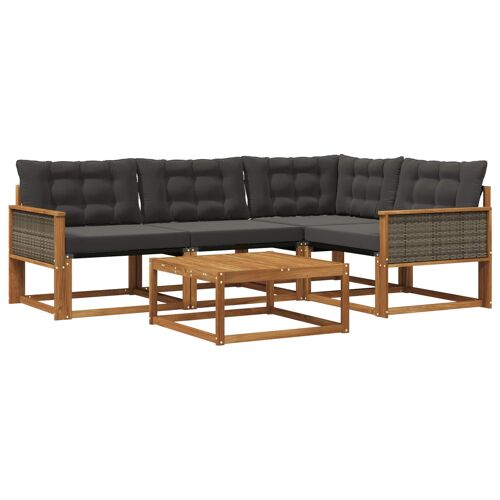 Vidaxl Ensemble De Canapés D'extérieur 5 Pcs Naturel Et Noir