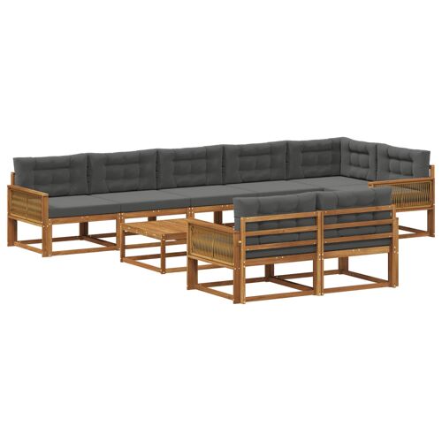 Vidaxl Ensemble De Canapés D'extérieur 9 Pcs Naturel Et Anthracite
