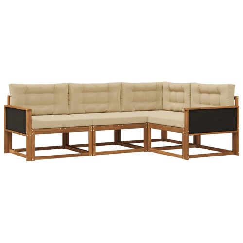 Vidaxl Ensemble De Canapés D'extérieur 4 Pcs Naturel Et Beige