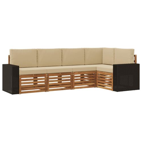 vidaXL Ensemble de canapé d'angle avec coussin 5 pcs Naturel et Beige