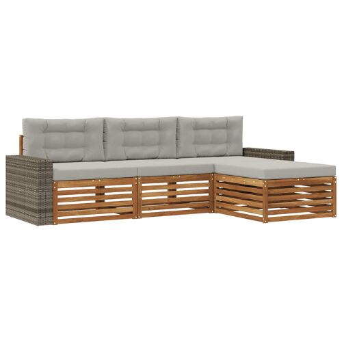 Vidaxl Ensemble De Canapés D'extérieur 4 Pcs Naturel Et Gris Clair