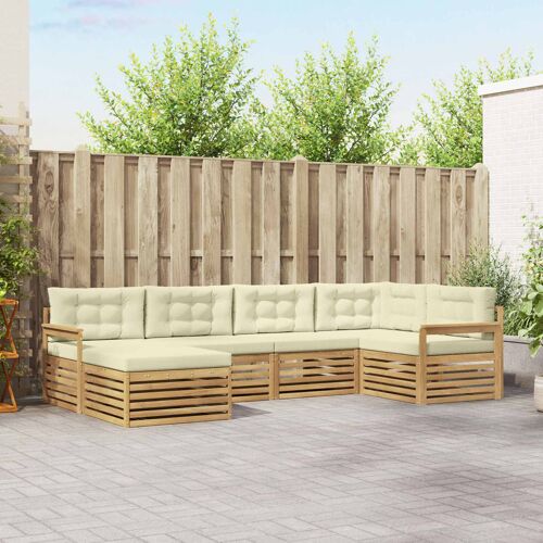 Vidaxl Ensemble De Canapés D'extérieur 6 Pcs Blanc Et Crème Polyester