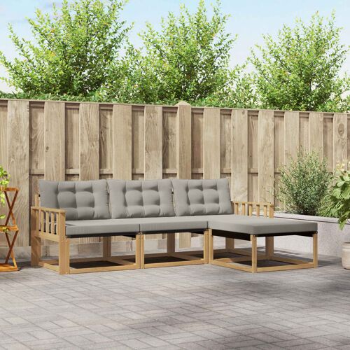 Vidaxl Ensemble De Canapés D'extérieur 4 Pcs Blanc Et Gris Clair