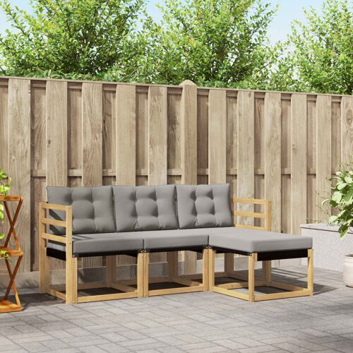 Vidaxl Ensemble De Canapés D'extérieur 4 Pcs Blanc Et Gris Clair