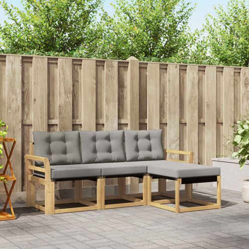 Vidaxl Ensemble De Canapés D'extérieur 4 Pcs Blanc Et Gris Clair