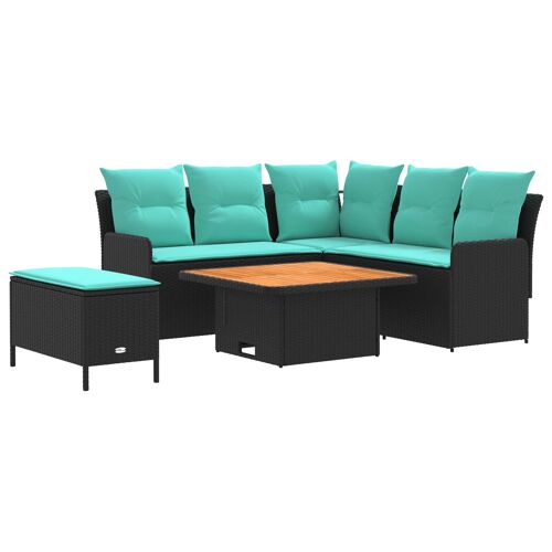 vidaXL Ensembles de meubles 5 pcs Noir et turquoise Rotin PE
