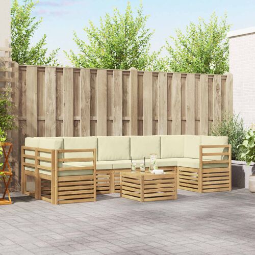 Vidaxl Ensemble De Canapés D'extérieur 8 Pcs Blanc Et Crème Polyester