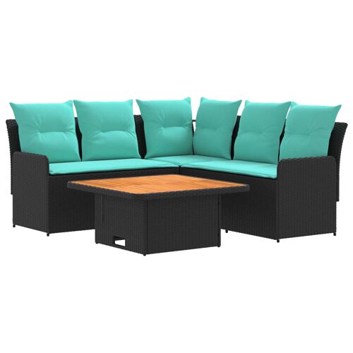 vidaXL Ensembles de meubles 4 pcs Noir et turquoise Rotin PE