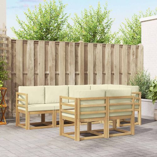 Vidaxl Ensemble De Canapés D'extérieur 7 Pcs Blanc Et Crème Polyester