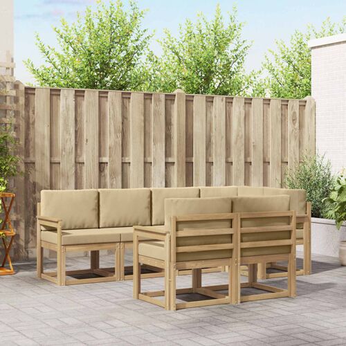 Vidaxl Ensemble De Canapés D'extérieur 7 Pcs Blanc Et Beige Polyester