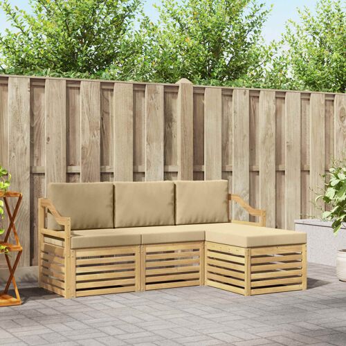 Vidaxl Ensemble De Canapés D'extérieur 4 Pcs Blanc Et Beige Polyester