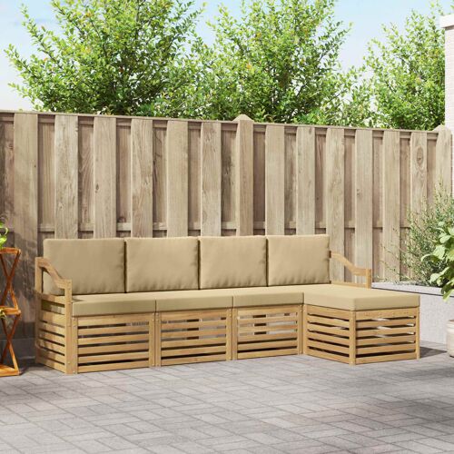 Vidaxl Ensemble De Canapés D'extérieur 5 Pcs Blanc Et Beige Polyester