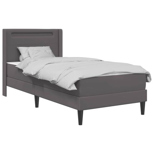 vidaXL Cadre de lit avec matelas Gris 90 x 190 cm Simili cuir