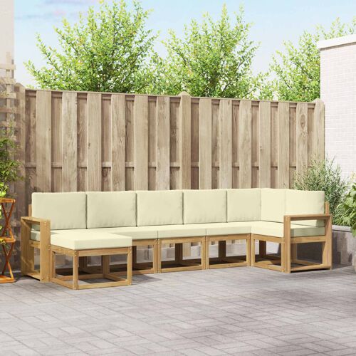 Vidaxl Ensemble De Canapés D'extérieur 7 Pcs Blanc Et Crème Polyester