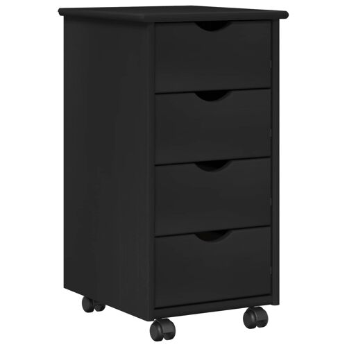 vidaXL Cabinet roulant Noir 34 x 39 x 65,5 cm Bois de Pin Massif