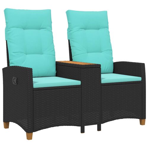vidaXL Banc inclinable avec table Noir et turquoise 126 x 65 x 112 cm