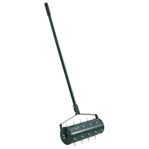 Vidaxl Roller À Gazon Tiré Avec Des Pinces Aérateur Vert 128 X 38 Cm