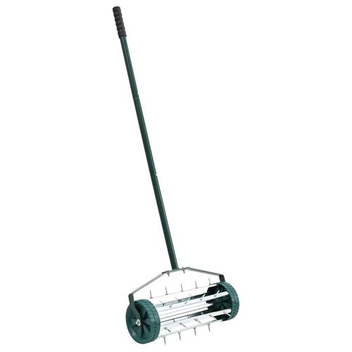 Vidaxl Roller À Gazon Tiré Avec Des Pinces Aérateur Vert 127,5 X 44 Cm