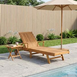 Vidaxl Transat Avec Table 2 Pcs Marron 40 X 40 X 40 Cm