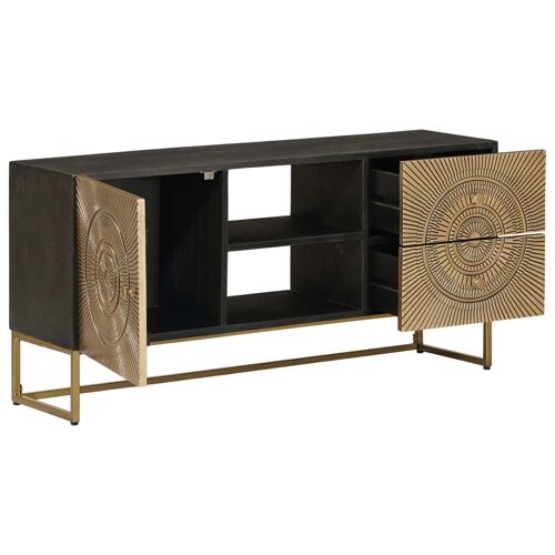 vidaXL Meuble TV avec tiroir avec étagère Laiton 105 x 30 x 50 cm