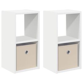 vidaXL Table de chevet avec tiroir 2 pcs Blanc 25,5 x 22 x 49,5 cm
