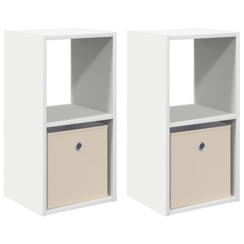 vidaXL Table de chevet avec tiroir 2 pcs Blanc 30,5 x 27 x 59,5 cm