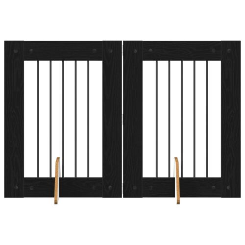 Vidaxl Portillon Pour Chien Avec Supports 2 Pcs Chêne Noir 60 X 80 Cm