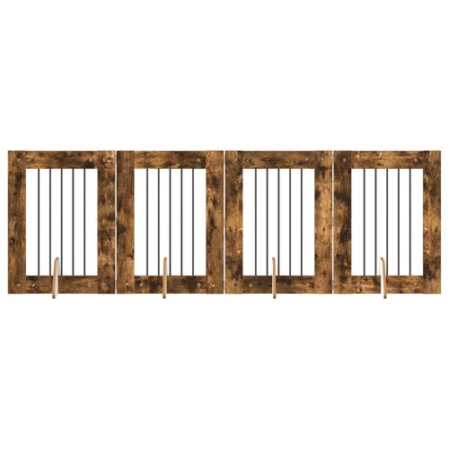 Vidaxl Portillon Pour Chien Avec Supports 4 Pcs Chêne Fumé 60 X 80 Cm