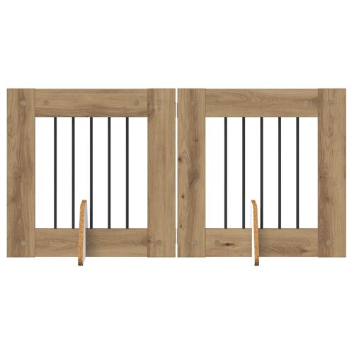 Vidaxl Portillon Pour Chien Avec Supports 2 Pcs Chêne Artisanal
