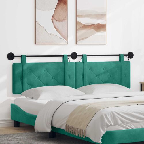 vidaXL Tête de lit suspendue Avec lumière LED Turquoise Velours