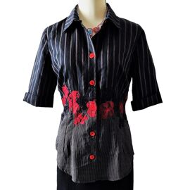 Chemise Nathalie Garçon Taille 40 Noire Et Rouge