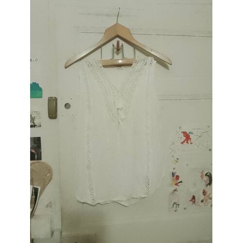 Débardeur Blanc Col Dentelle 40 L Molly Bracken.