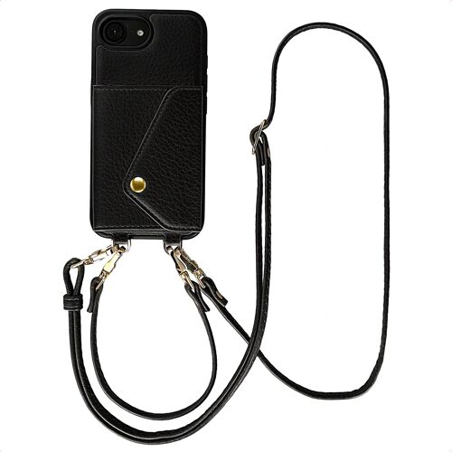 Selencia Coque de télephone Sera avec cordon et porte-cartes enveloppe iPhone 17e / 16e Noir