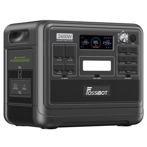Fossibot F2400 Noir Kit Station D'Alimentation Portable+ Panneau Solaire Pliable Fossibot Sp200 18v 200w