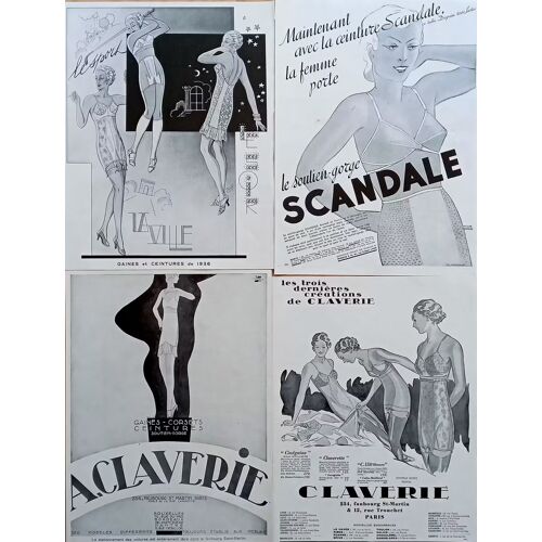 Gros Lot 130 Affiches Publicités Anciennes Années 30 : Sous-Vêtements Féminins Kayser, Neyret, Claverie, Scandale, Glaser, Occulta... (French Advertising)